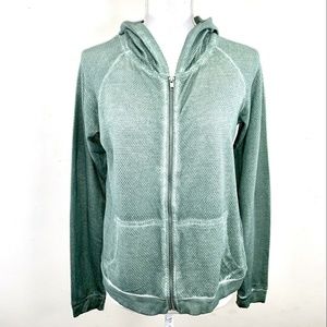 ZARA PERFORATED ZIP UP HOODIE HOODED SWEATSHIRT